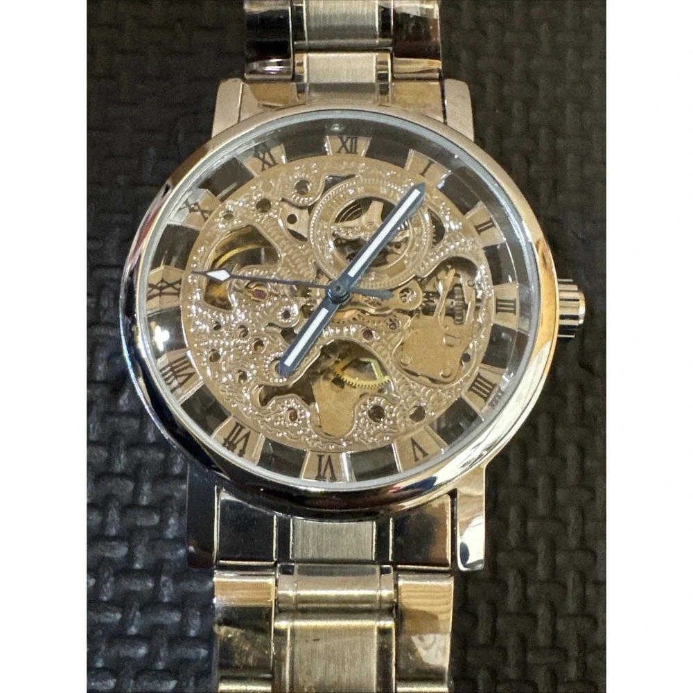 T-WINNER H256M Mechanical Automatic Skeleton Watch w/ Stainless Steel Band